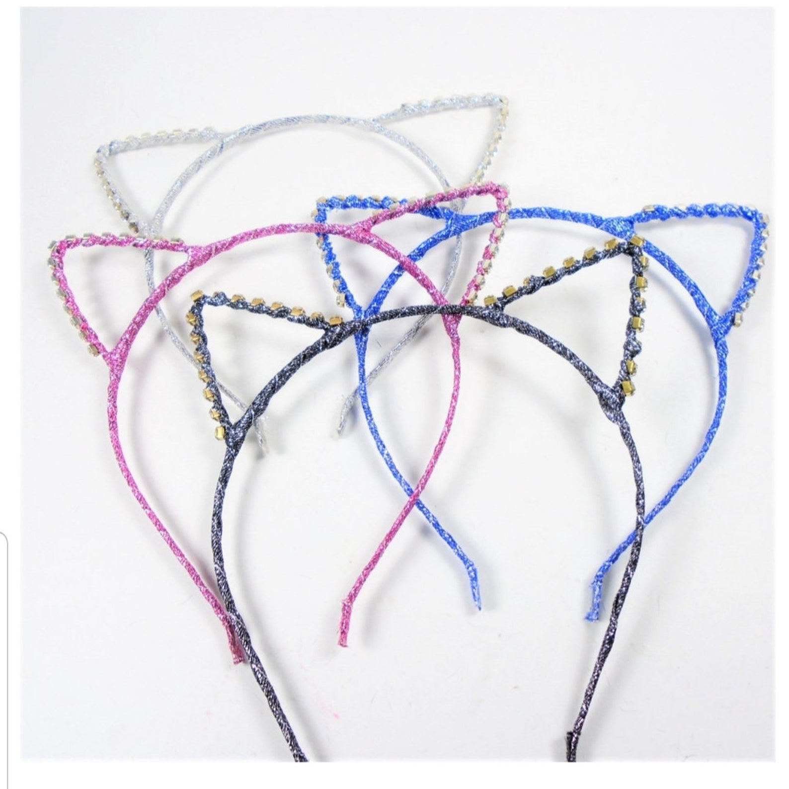 Trendy Sparkle Cat Ear Headbands W/ Crystals Stones Etsy