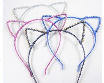 Trendy sparkle cat ear headbands w/ crystals stones
