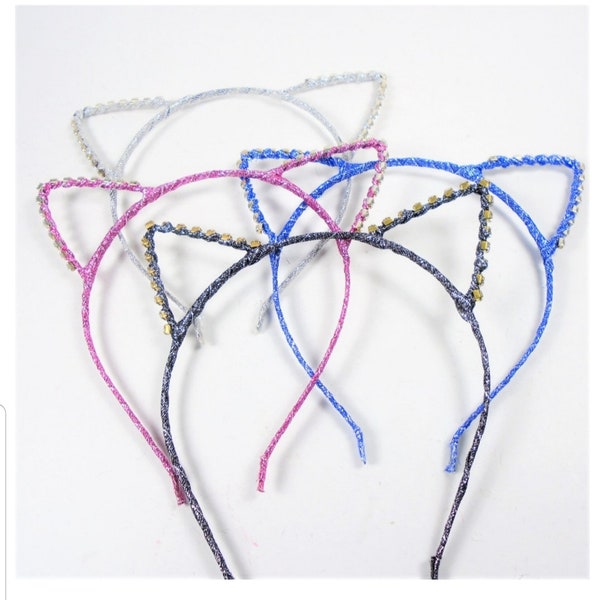 Trendy sparkle cat ear headbands w/ crystals stones