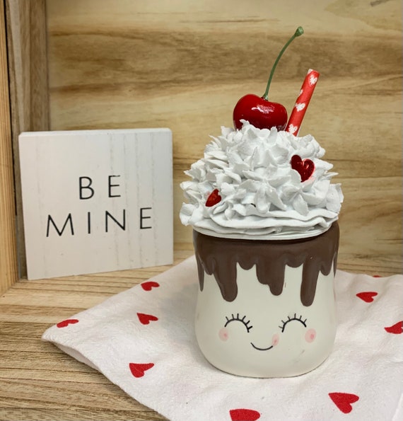 Valentine's Day Mug Topper, Faux Whipped Cream, Tier Tray Decor