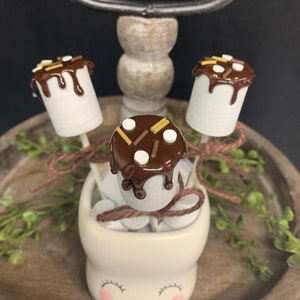 Set of 3 Faux S’more Marshmallows | S’more Tiered Tray Decor | Rae Dunn Decor |Faux Marshmallow | Prop Decor | Camping Decor