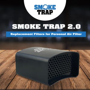 May include: Black replacement filter for a Smoke Trap 2.0 personal air filter. The filter has a grid pattern on one side.