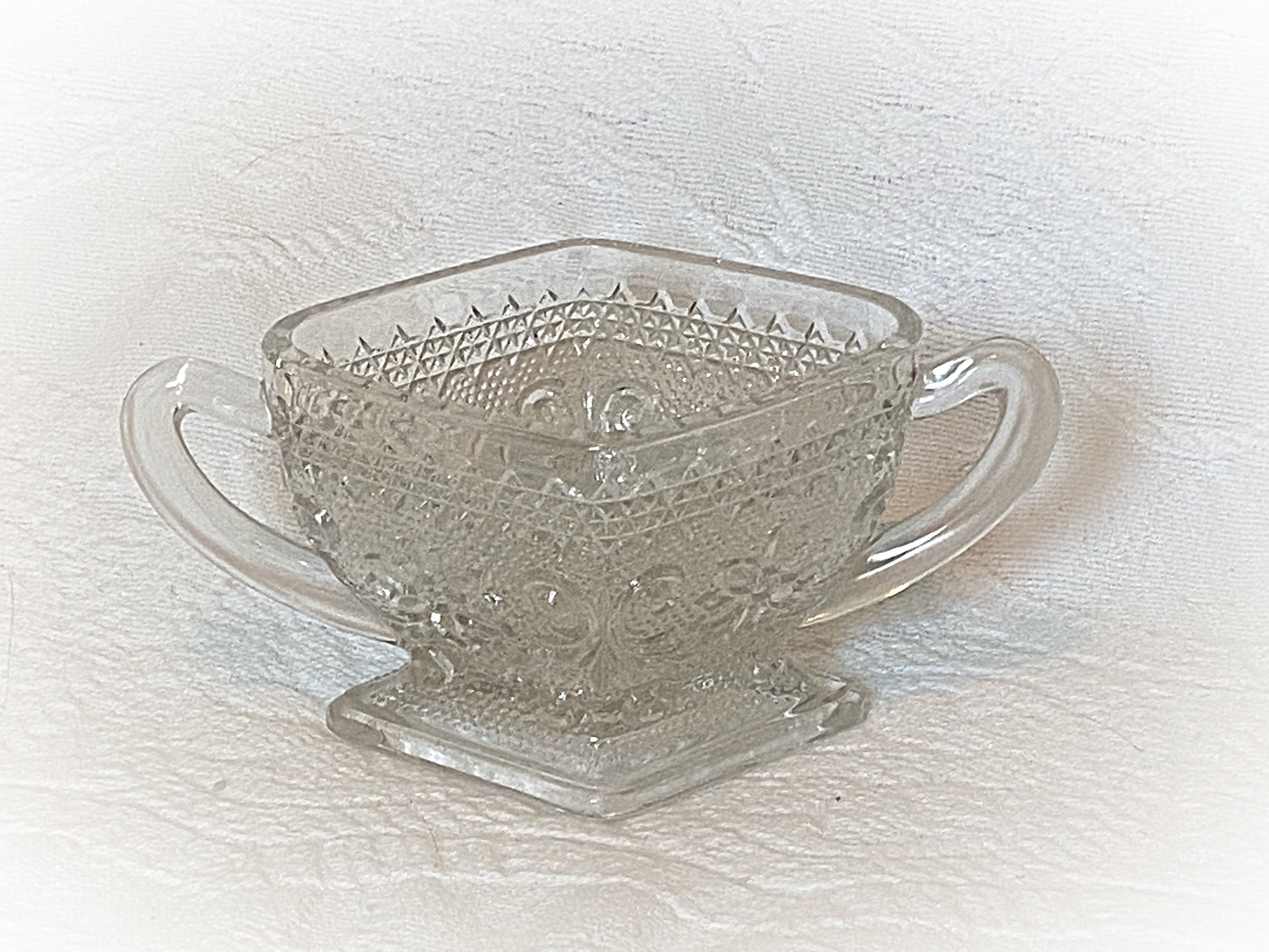 Vintage Pressed Glass Creamer Sugar Set Sandwich Pattern Etsy