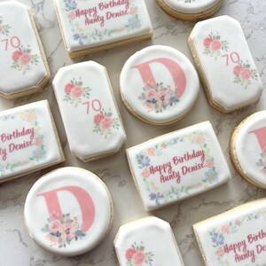 Floral cookies - 80th birthday 90th birthday 75th birthday any age! image 3