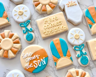 Here comes the son baby shower cookies