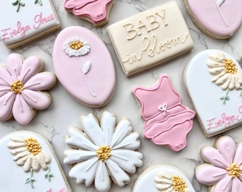 Baby in bloom shower cookies