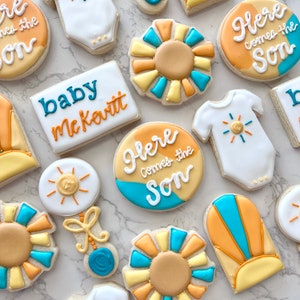 Here comes the son baby shower cookies image 4