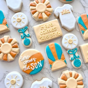 Here comes the son baby shower cookies