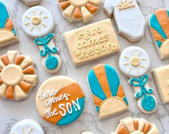 Here comes the son baby shower cookies