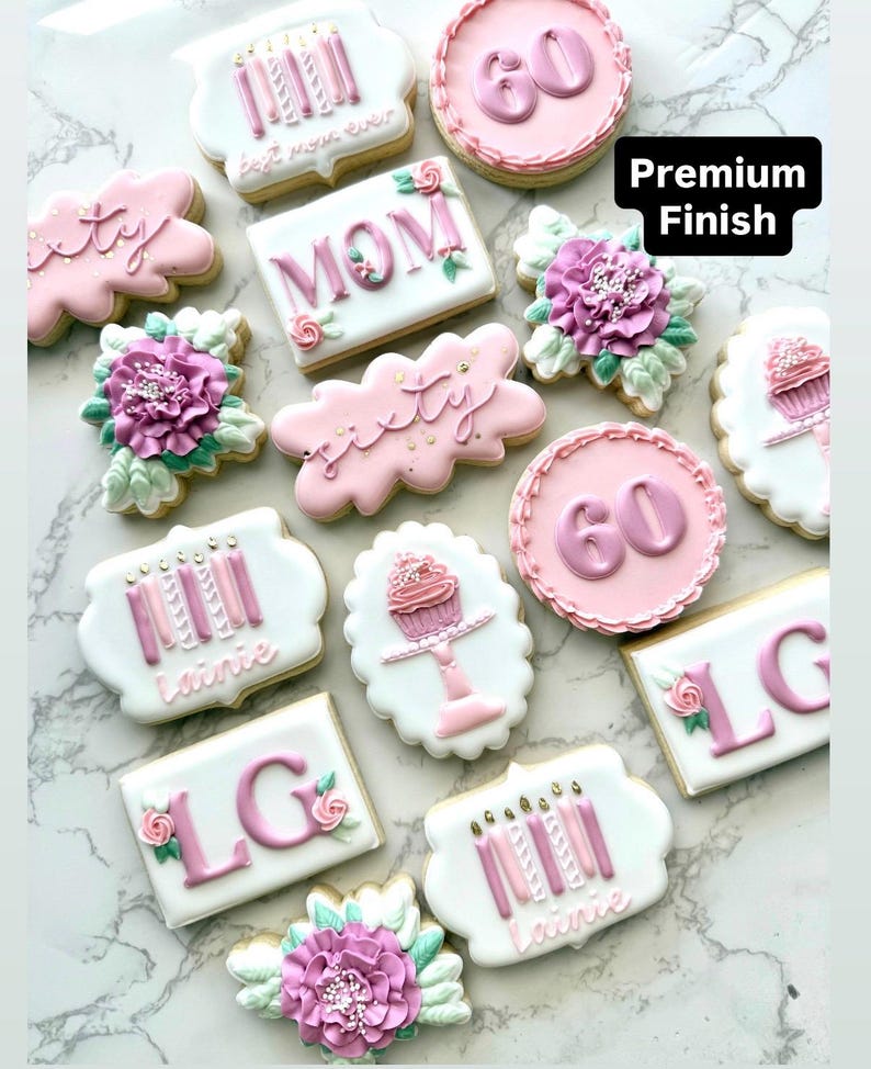 Floral cookies - 80th birthday 90th birthday 75th birthday any age! image 2