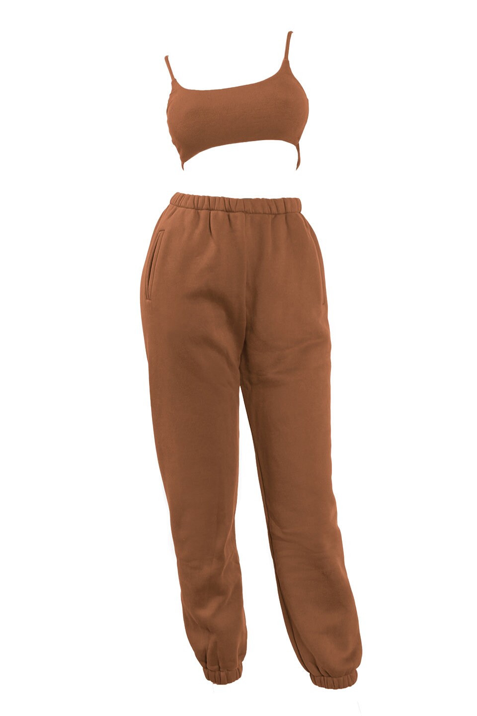 Mocha Brown Joggers and Bra Set - Etsy 