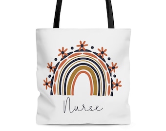 Nurse Tote Bag, Nurse Boho Rainbow Bag, Nursing Bag, Nurse Gift, Best Nurse Gift, Nursing Gift, RN Bag, LPN Bag, Gift for Nursing Student