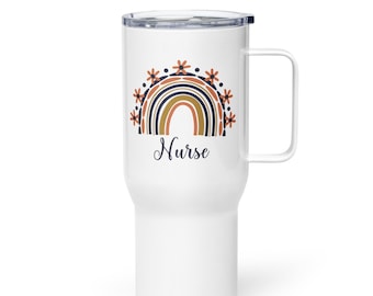 Nurse Travel Mug with Handle, Nurse Mug, Rainbow Nurse Mug, Nurse Coffee Mug with Handle, Nurse Gift, Best Nurse, Nurse Cup, RN Mug, LPN Mug