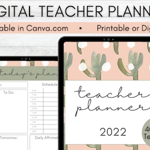 Digital Teacher Planner | Printable Teacher Planner, Cactus Classroom Decor, Cactus Planner, GoodNotes Planner, Lesson Planner, iPad Planner