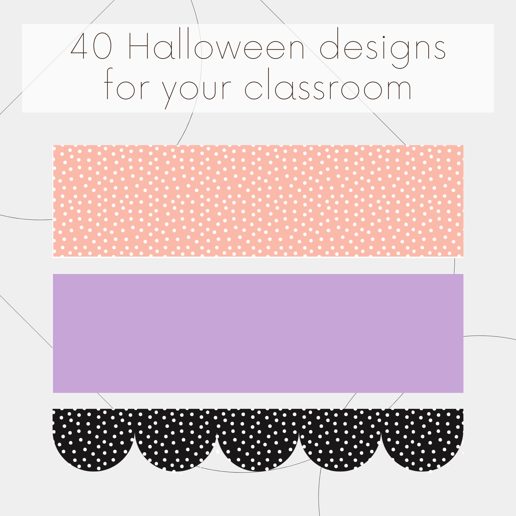 Halloween Pinnwand Bordüre, 20m Lang, 7.6cm Breit, Gewellte Papierbordüre Für Klassenzimmer-Dekoration, Tafel & Mehr – Bunte Muster, Einfach Zuschneidbar