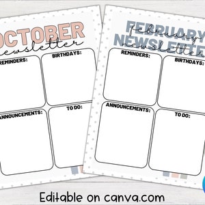 Editable Monthly Teacher Newsletter | Boho Rainbow, Monthly Newsletter, Newsletter Template, School Newsletter, Classroom Newsletter, Canva