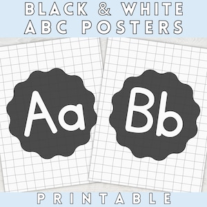 Black and White Alphabet Posters for Minimal Classroom Decor, Black & White ABC Signs for Classroomr, Educational Posters, Homeschool Decor