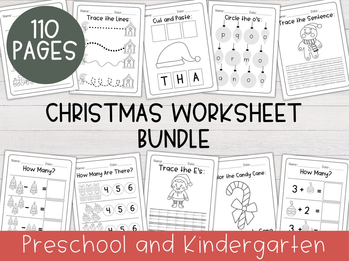 Christmas Worksheet Bundle | Kindergarten Worksheets, Preschool ...