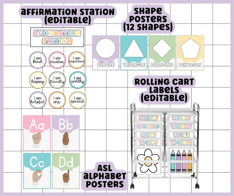 Pastel Rainbow Classroom Decor Bundle | Classroom Theme, Editable Canva ...
