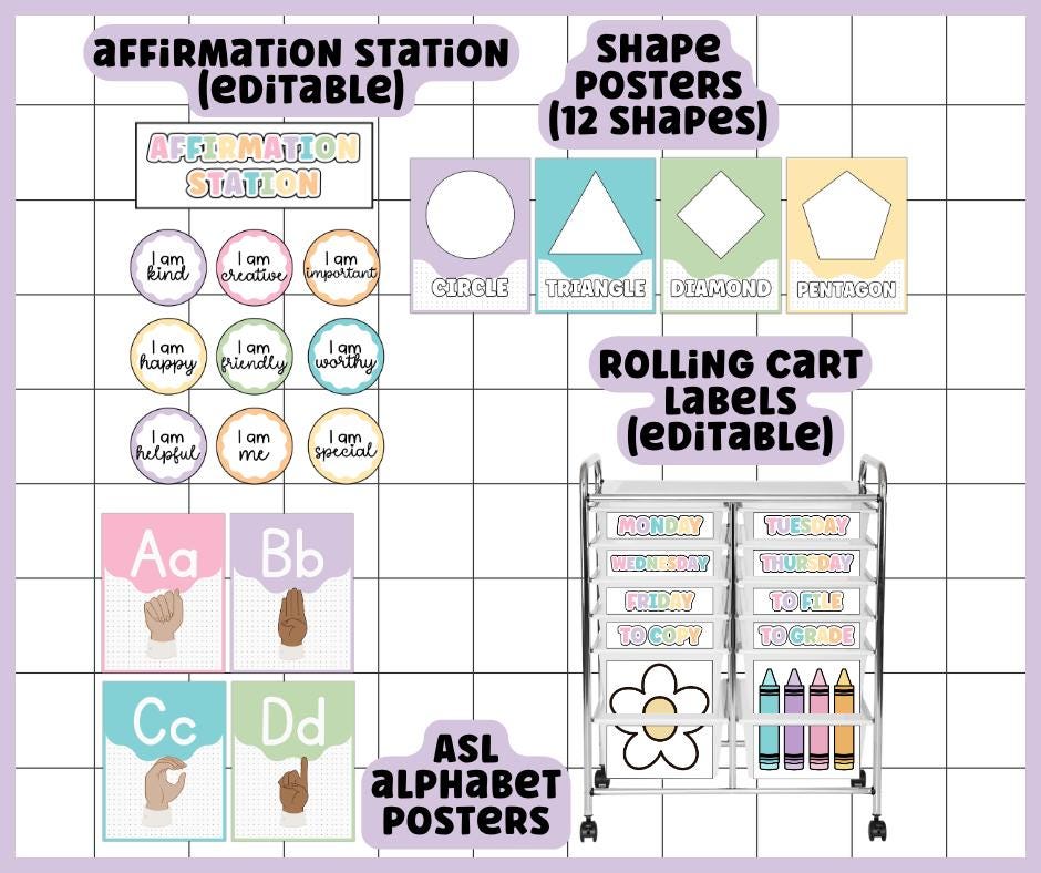 Pastel Rainbow Classroom Decor Bundle | Classroom Theme, Editable Canva ...
