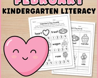 Lese- und Schreibübungen für den Kindergarten zum Valentinstag | Lautlehre, häufige Wörter & Leseaktivitäten | Arbeitsblatt zum Valentinstag (keine Vorbereitung nötig)