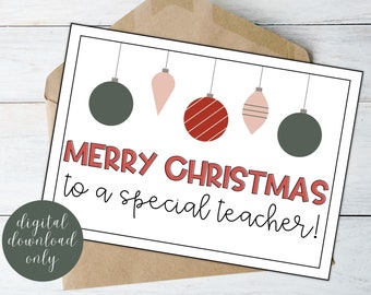 Printable Christmas Cards for Teacher | Teacher Gift, Printable Holiday Card, Teacher Appreciation, Teacher Christmas, Printable Christmas