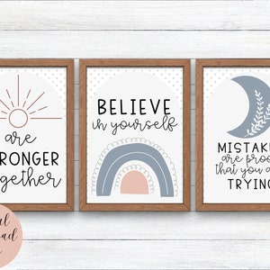 Boho Rainbow Motywacyjne Plakaty | Wystrój Klasy, Plakaty do Klasy, Motywujące Cytaty, Pozytywne Afirmacje, Kropki, Boho Room