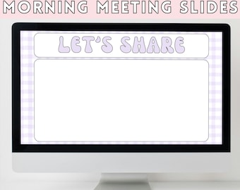 Pastel Classroom Slides Templates Morning Meeting Slides PowerPoint Template, Back to School Slides Editable Canva Template Classroom Slides