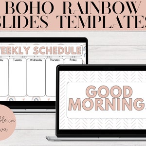 Boho Slides Templates | Boho Rainbow Classroom Decor, PowerPoint Slides, Google Slides Template, Morning Meeting Slides, Editable Boho Slide