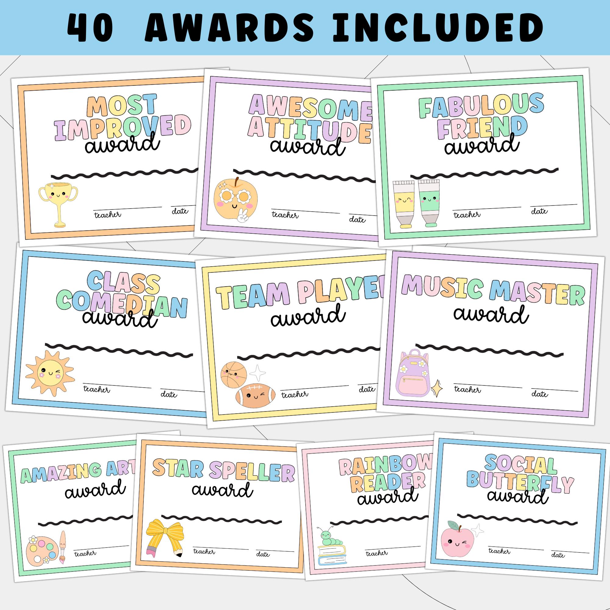Printable End of the Year Award Certificates | Fun Student Awards for ...