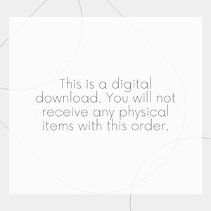 Puede incluir: Anuncio de descarga digital sobre un fondo gris claro con l&iacute;neas curvas. El texto dice: "Esta es una descarga digital. No recibir&aacute; ning&uacute;n art&iacute;culo f&iacute;sico con este pedido."