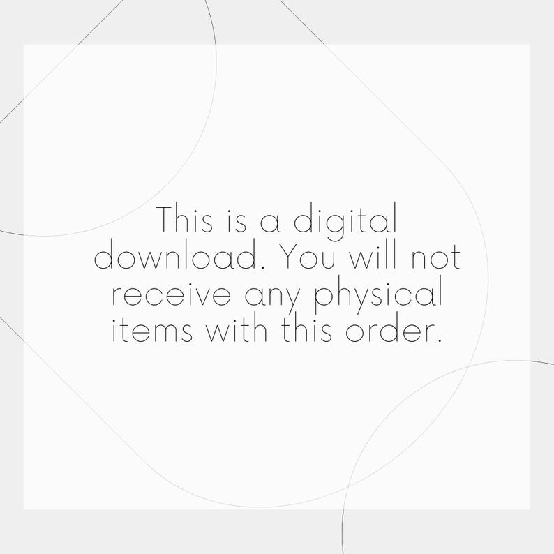 Puede incluir: Anuncio de descarga digital sobre un fondo gris claro con l&iacute;neas curvas. El texto dice: "Esta es una descarga digital. No recibir&aacute; ning&uacute;n art&iacute;culo f&iacute;sico con este pedido."