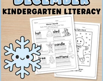 Arbeitsblätter zur Leseförderung im Dezember für den Kindergarten (ohne Vorbereitung) | Arbeitsblätter zum Lesen und Schreiben im Winter