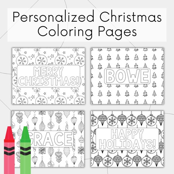 Personalized Christmas Coloring Page | Custom Coloring Page, Name Coloring Page, Christmas Party Activity, Christmas Name Coloring Sheet