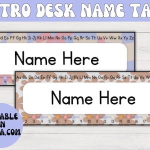 Retro Desk Name Tags | Retro Classroom Decor, Groovy Classroom Decor, Editable Name Tags, Back to School, Retro Classroom, Groovy Name Tags