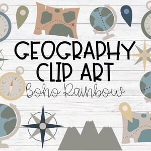 Géographie Clip Art | | arc-en-ciel boho muet Cartes Globes Compass Mountains, Géographie Clip Art, Géographie, Clip Art, Boho Muted, Boho, Rainbow