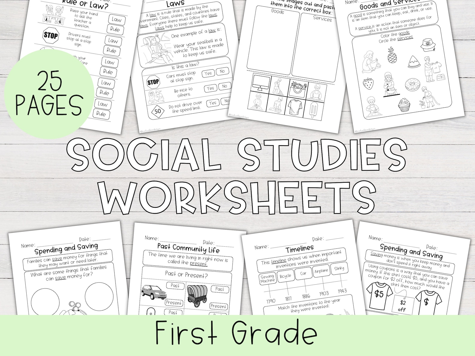 First Grade Social Studies Worksheets Printable Social - Etsy