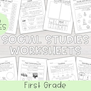 First Grade Social Studies Worksheets | Printable Social Studies Worksheets, First Grade Worksheets, Homeschool Worksheets, Kindergarten