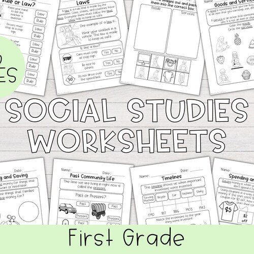 First Grade Social Studies Worksheets Printable Social - Etsy