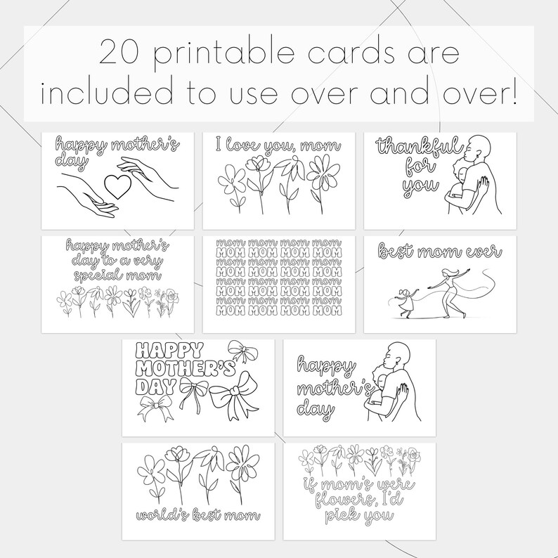 Mother's Day Coloring Cards | Printable Mothers Day Cards, Mothers Day ...