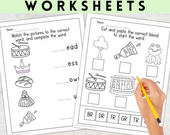R-Blends Worksheets for First Grade, 10 Printable Beginning Blends Worksheets for Homeschool | Educational PDF Download, Consonant Blends