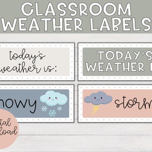Boho Rainbow Weather Label Cards | Polka Dots, Classroom Decor, Bulletin Board, Boho Classroom, Daily Weather, Pocket Chart, Boho Classroom
