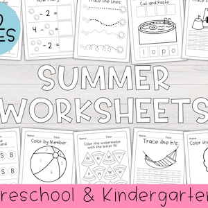 Summer Worksheet Bundle | Preschool Worksheets, Kindergarten Worksheets, Summer Worksheets, Homeschool Worksheets, Preschool Printables