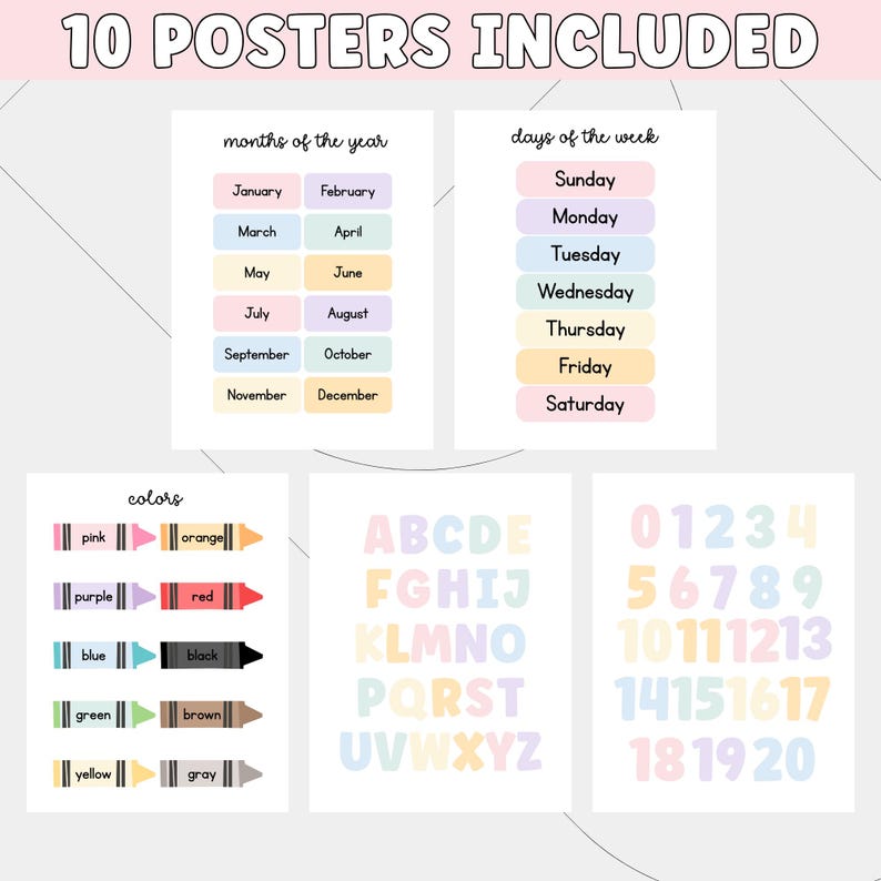 Educational Printable Posters for Daisy Pastel Classroom Decor ...