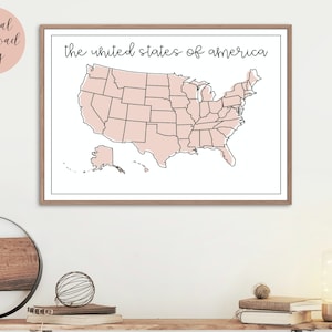 Mapa de los Estados Unidos de América / Boho Rainbow, Mapa imprimible, Mapa de los Estados Unidos, Mapa del aula, Mapa de América, Decoración de la escuela en el hogar, Aula Boho