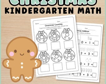 Weihnachts-Mathe-Arbeitsblätter für den Kindergarten (keine Vorbereitung nötig) | Druckbare Lese- und Schreibübungen für die Feiertage
