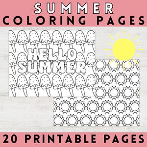 Printable Summer Coloring Pages for Kids or Adults | Groovy Summer Coloring Pages, Retro Summer Coloring Printables, Summer Coloring Book