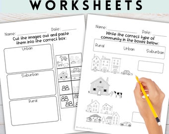 Types of Communities Worksheets | Printable Social Studies Worksheet, Second Grade Worksheet, Homeschool Social Studies Worksheet, 2nd Grade