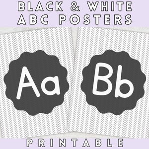 Black and White Alphabet Posters for Minimal Classroom Decor, Black & White ABC Signs for Classroomr, Educational Posters, Homeschool Decor