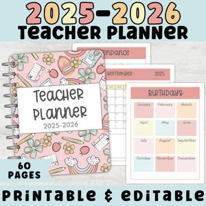 2025-2026 Teacher Planner Printable | Editable Teacher Planner PDF | Lesson Plan, Calendar, To-Do List, Weekly Schedule | Spanish Version